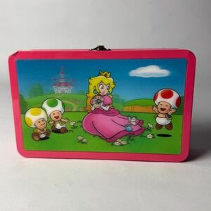 Nintendo Super Mario Princess Peach Pink Metal Tin Lunch Box Storage Case 2022